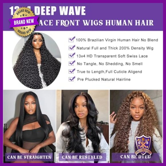 28 Inch 13x4 HD Lace Front Wig Human Hair Deep Wave Glueless main image 4